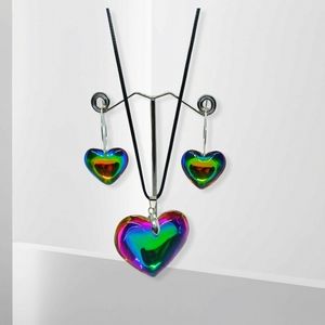 Crystal heart-shaped necklace and earrings set
